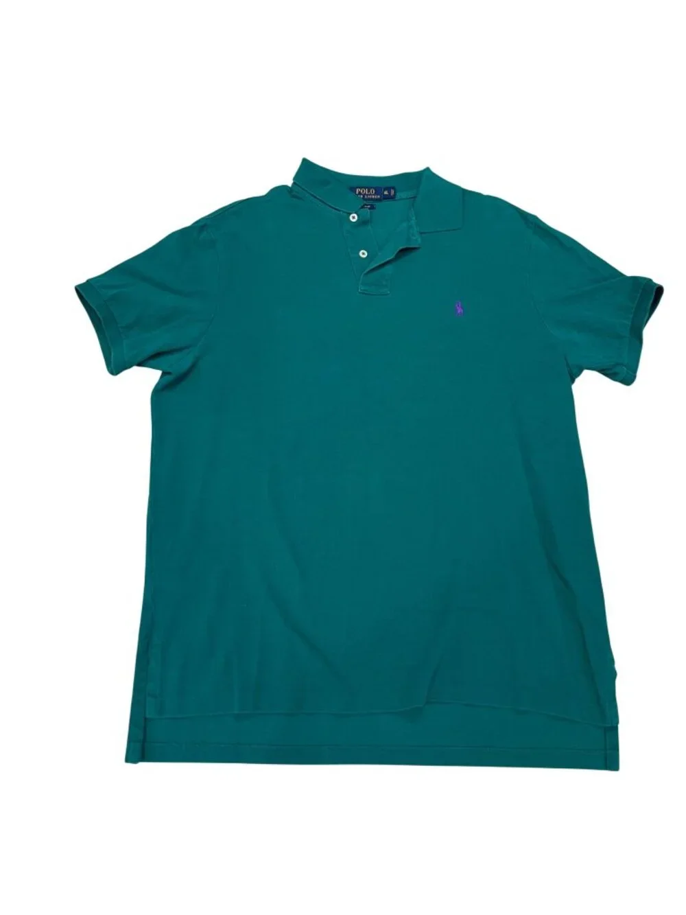 Polo Ralph Lauren Custom Fit Polo Shirt Men's Size XL Pique Cotton Green Purple